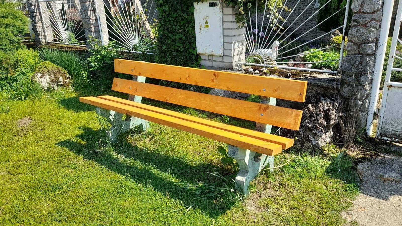 Repaired bench in the village of Krásna Ves